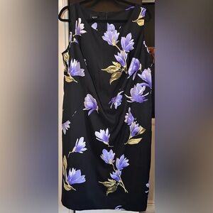 Alyx Black and Purple Floral Midi Dress 18w